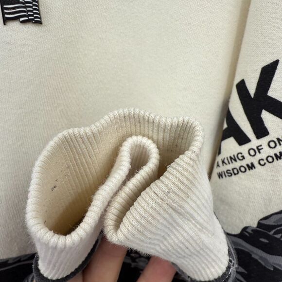 Akoo Sweatshirt Mens Size XL Crew Neck Cream Black camouflage graphicstreetwear - Picture 6 of 13